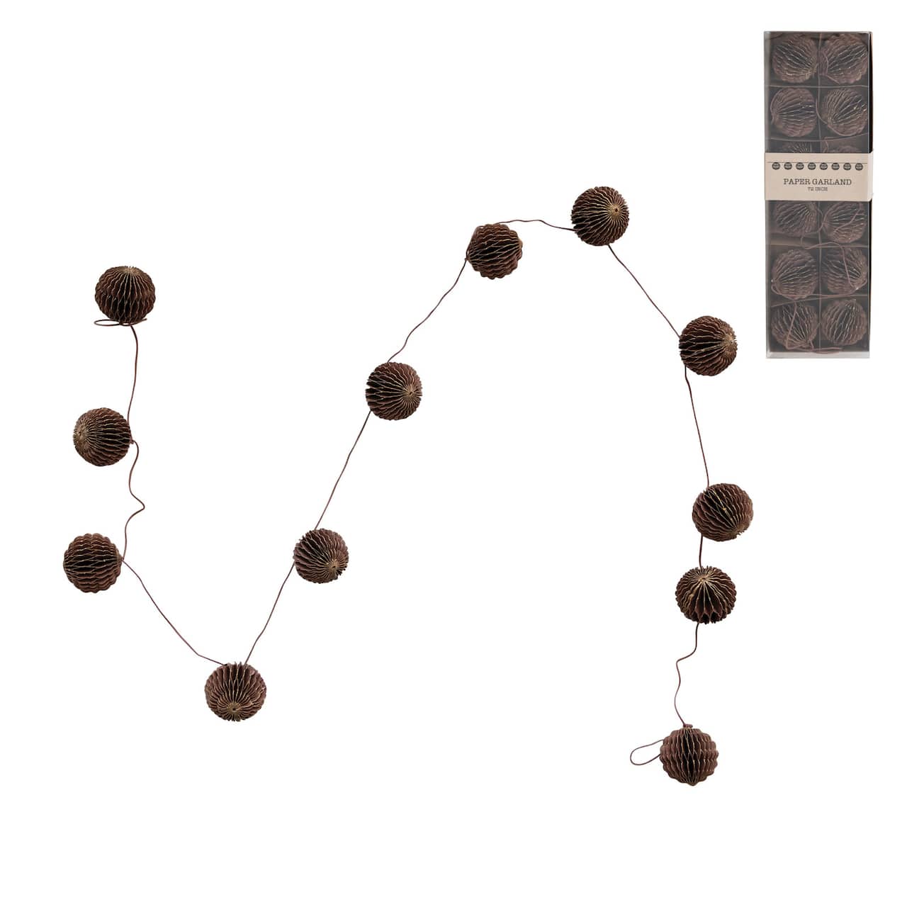 Hello Honey® 6ft. Handmade Recycled Paper Honeycomb Ball with Gold Glitter Garland